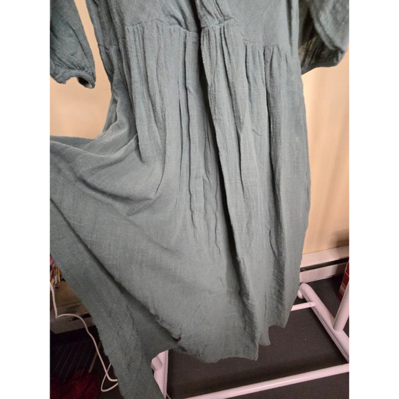 Madewell Teal Crinkle Cotton V-Neck Maxi Dress XS - Picture 4 of 10
